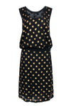 Polka Dots Print Sleeveless Sequined Little Black Dress