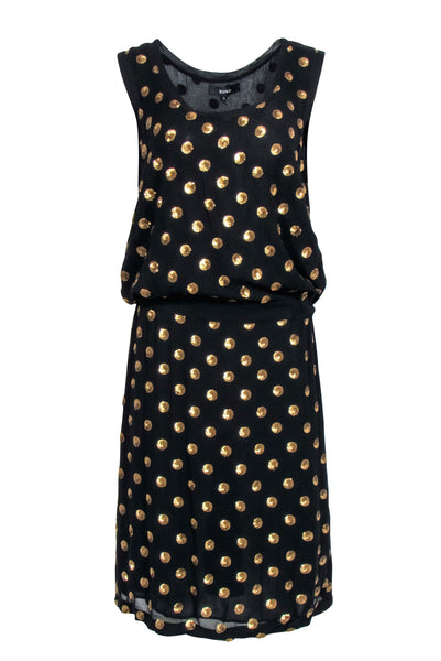 Sequined Polka Dots Print Sleeveless Little Black Dress