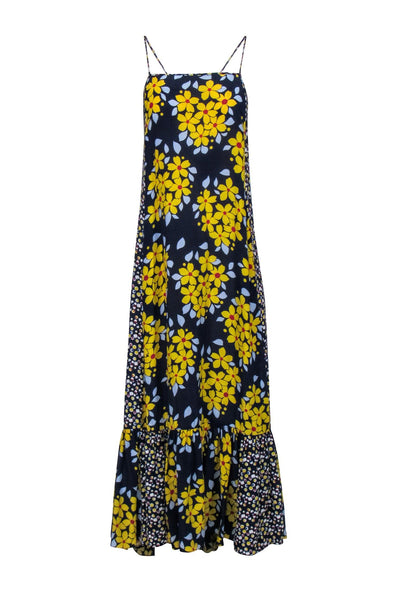 Sleeveless Floral Print Pocketed Slit Beach Dress/Maxi Dress With a Sash