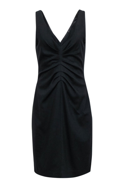 A-line V-neck Sleeveless Ruched Hidden Back Zipper Dress