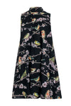Sleeveless Mock Neck Floral Print Polyester Back Zipper Dress