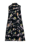 Polyester Mock Neck Sleeveless Back Zipper Floral Print Dress