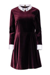 A-line Long Sleeves Jeweled Pocketed Back Zipper Collared Cocktail Party Dress