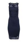 Sheath Back Zipper Embroidered Sheath Dress