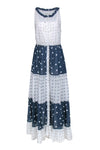 Cotton General Print Summer Sleeveless Drawstring Shirt Beach Dress/Maxi Dress