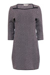Winter Square Neck Knit General Print Above the Knee Shift Dress