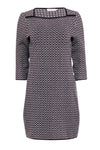 Above the Knee Square Neck General Print Shift Winter Knit Dress