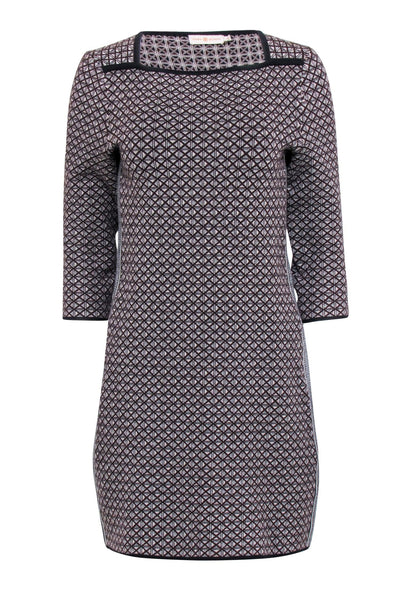 Knit Above the Knee Square Neck General Print Winter Shift Dress