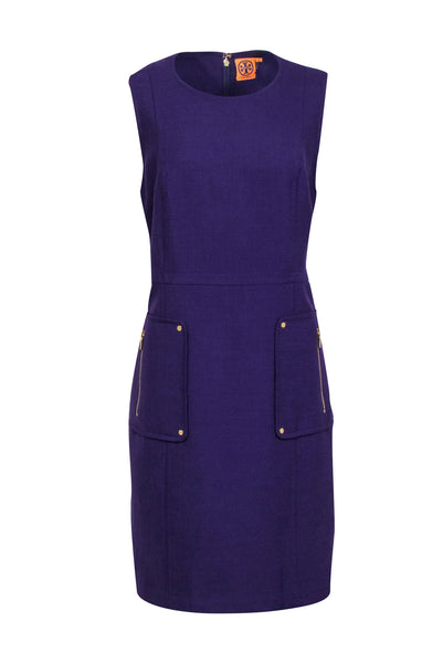 Back Zipper Crew Neck Sleeveless Shift Dress