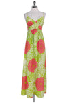 V-neck Floral Print Empire Waistline Back Zipper Silk Dress