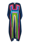 V-neck Silk Geometric Print Kaftan/Maxi Dress