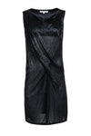 Semi Sheer Cowl Neck Sleeveless Party Dress