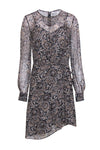 Sophisticated Crew Neck Ruched Hidden Back Zipper Above the Knee Paisley Print Long Sleeves Dress