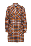 Cotton Fall Long Sleeves Plaid Print Pocketed Dress