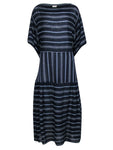 Kimono Sleeves Striped Print Viscose Flowy Drawstring Maxi Dress