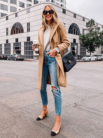 wool camel coat classic outfit