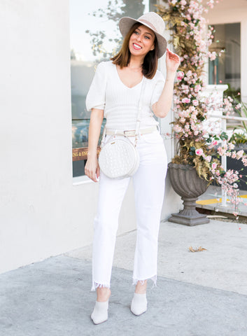 all white neutral outfit