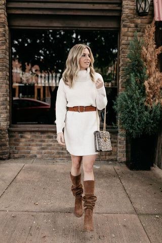 belt sweater dress