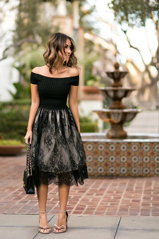 black lace dress for Valentine's Day 2022