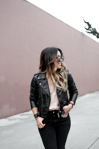 black leather jacket Valentine's Day 2022