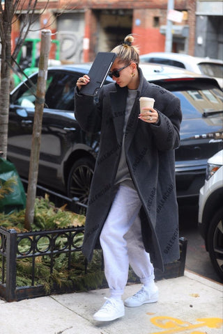 styling joggers with an overcoat