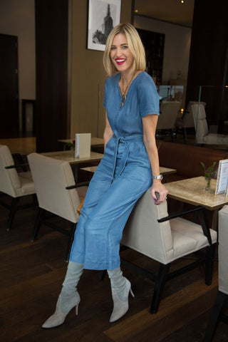 denim jumpsuit look for fall 2023