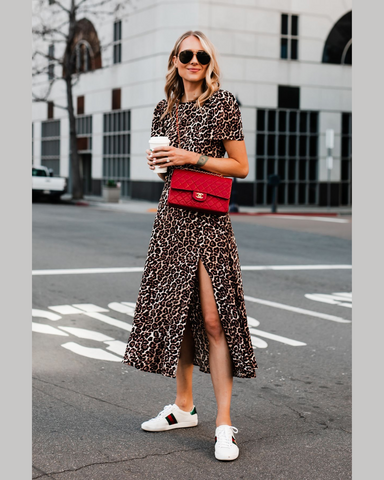 leopard print fall 2022 with red accent