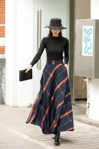 plaid maxi skirt
