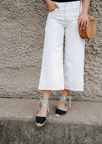 white jeans with espadrilles for summer