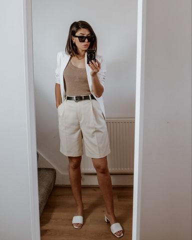 tailored white shorts for summer