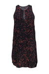 Scoop Neck Silk Sleeveless General Print Shift Summer Cutout Slit Dress