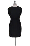 Round Neck Cap Sleeves Above the Knee Hidden Back Zipper Ribbed Dress With a Ribbon