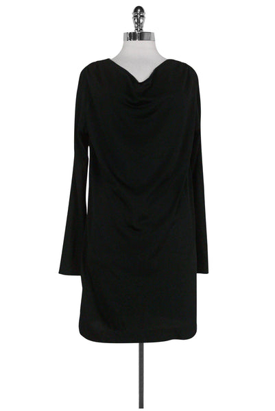 Scoop Neck Above the Knee Long Sleeves Little Black Dress