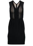 V-neck Hidden Back Zipper Mesh Sleeveless Sheath Sheath Dress/Little Black Dress