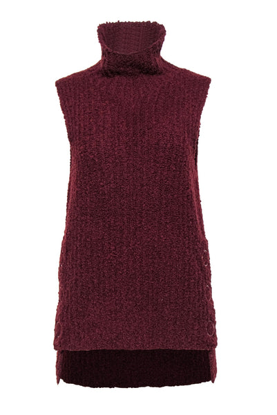 Sleeveless Fall Snap Closure Turtleneck Sweater Tunic