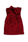 Strapless Hidden Back Zipper Pocketed Above the Knee Floral Print Evening Dress With a Bow(s)