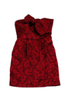 Strapless Above the Knee Hidden Back Zipper Pocketed Floral Print Evening Dress With a Bow(s)