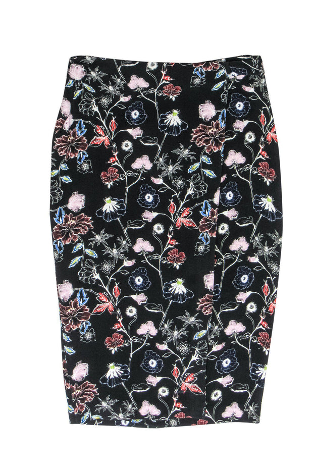 jenniferarlenestone-A.L.C. - Black Floral Pencil Skirt w/ Belt Sz 6