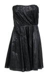 Strapless Fit-and-Flare Hidden Back Zipper Fitted Leather Sleeveless Straight Neck Little Black Dress