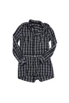 Plaid Print Cotton Collared Long Sleeves Pocketed Romper