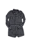 Collared Plaid Print Pocketed Cotton Long Sleeves Romper