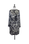 Crew Neck General Print Hidden Back Zipper Snap Closure Long Sleeves Dress