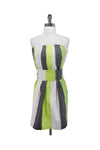 Strapless Above the Knee Tie Waist Waistline Silk Dress