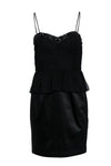 Strapless Jeweled Pleated Peplum Hidden Back Zipper Sheath Cocktail Jeweled Neck Sweetheart Sheath Dress/Party Dress