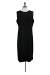 Sophisticated Cocktail Bateau Neck Sleeveless Shift Front Zipper Wool Little Black Dress