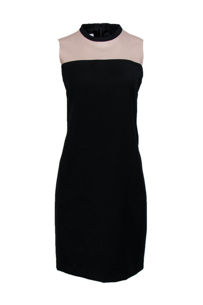 Cocktail Sleeveless Pocketed Hidden Back Zipper Colorblocking Pleated Round Neck Dress