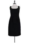 Tiered Back Zipper Flared-Skirt Cotton Round Neck Little Black Dress