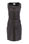 Front Zipper Belted Tank Scoop Neck Bodycon Dress