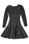 Dots Print Scalloped Trim Above the Knee Hidden Back Zipper Flared-Skirt Dress