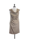 Ruched Hidden Side Zipper Sleeveless Cowl Neck Dress